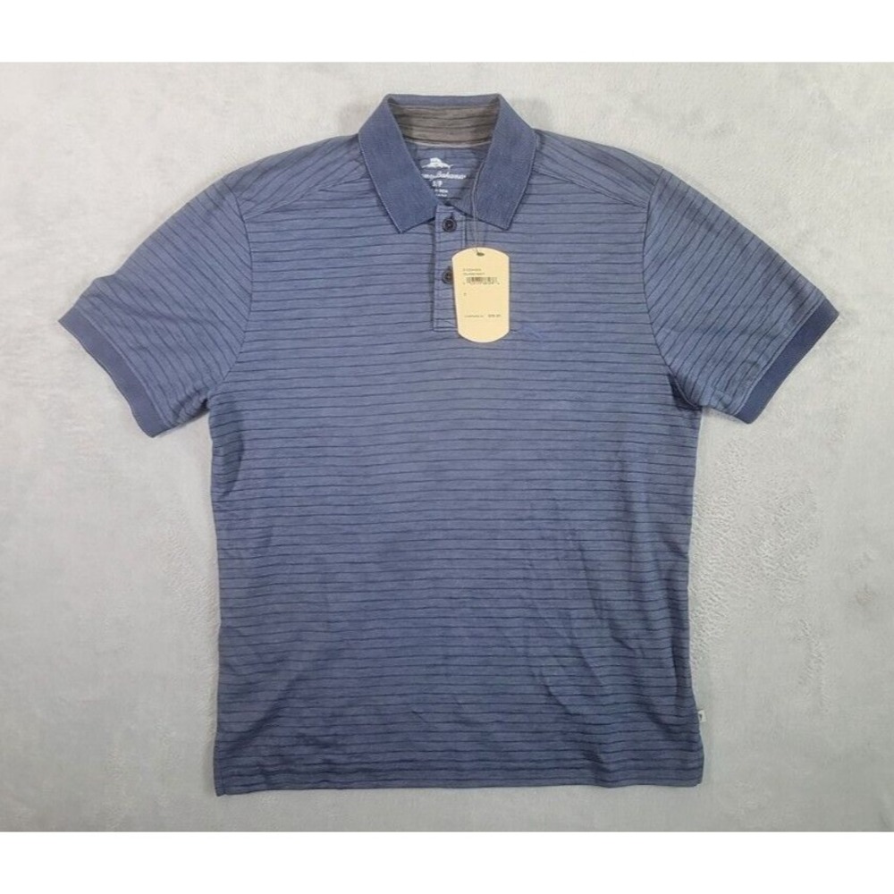 NEW Tommy Bahama Size S Mens Polo Shirt Short Sleeve Rococo‎ Island Navy Stripes